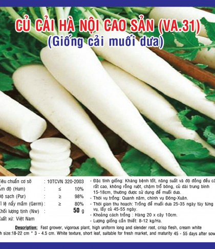 Củ cải - Việt á Seeds - Công Ty TNHH Phát Triển Nông Nghiệp Việt Á
